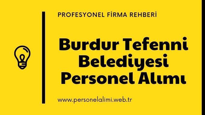 Burdur Tefenni Belediyesi Personel Alımı